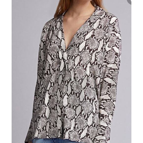 A.L.C. Noreen Dolman Snake Print Silk Blouse Size 0 Long Sleeve Relaxed - Picture 6 of 10